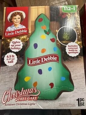 Little Debbie GREEN Christmas Tree Cake 4.5 Ft Airblown Inflatable Lighted 112-1